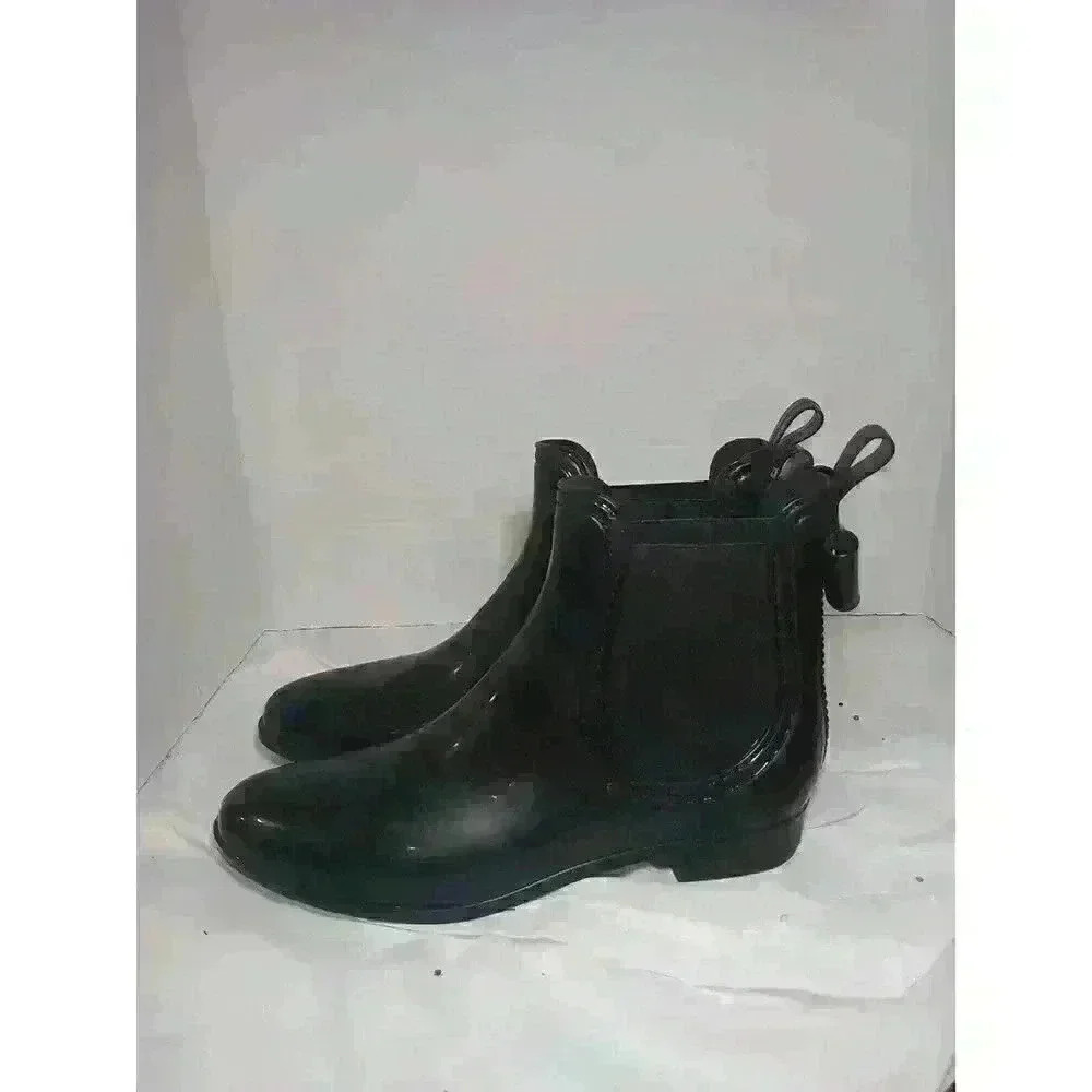 Catherine Malandrino Brielle‎ Chelsea Black Rubber Ankle Rain Boots Sz 41 US 10 - Picture 3 of 5
